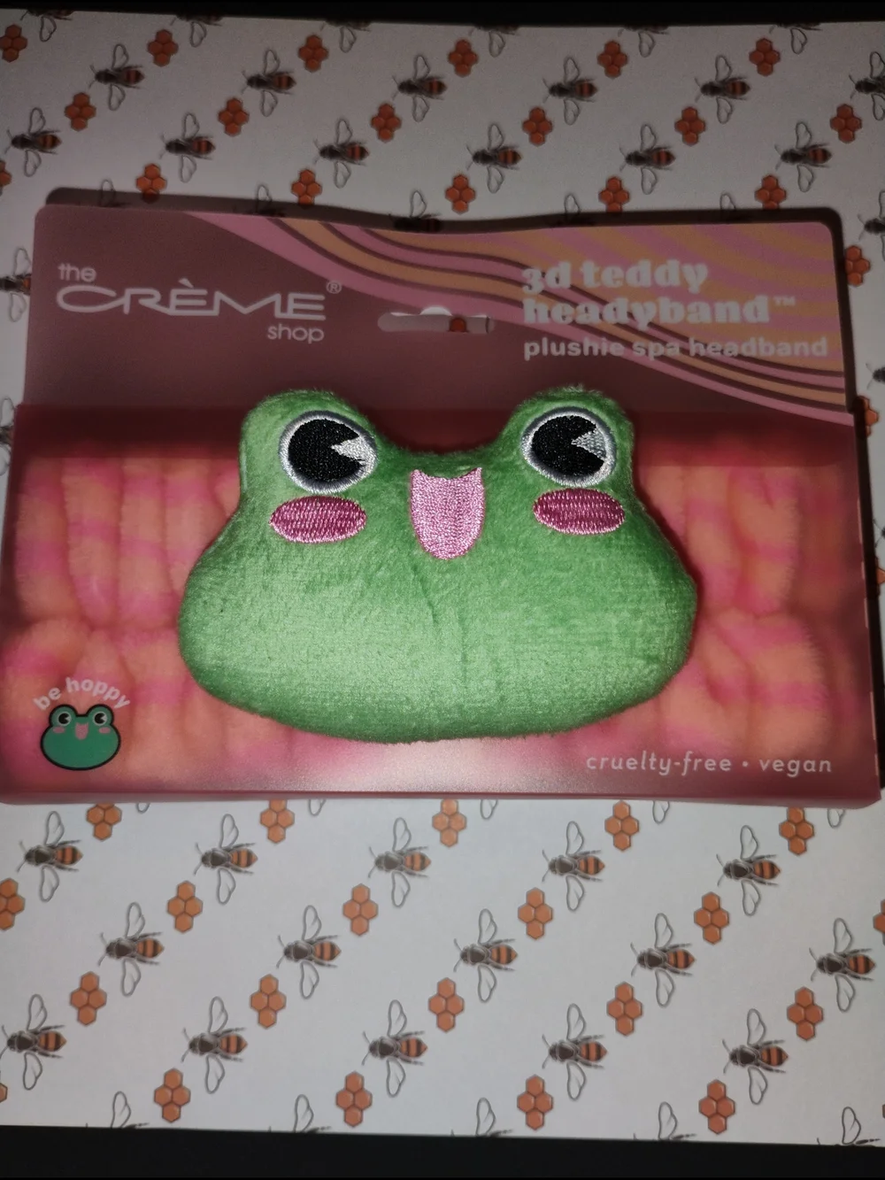 the CRÈME shop Green 3D Teddy Frog Plush Spa Headband